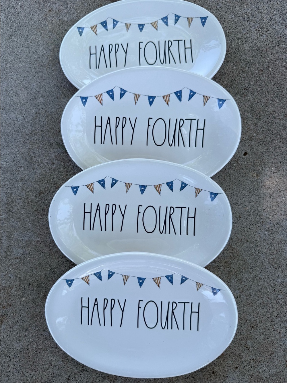 Rae Dunn “Fourth of July” Appetizer Plates - Set of 4